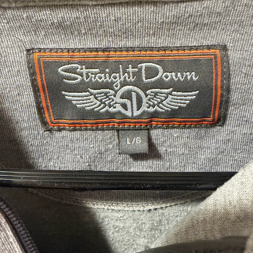 Straight Down Men's Classic Gray Zip-Up Sweater - Picture 5 of 5